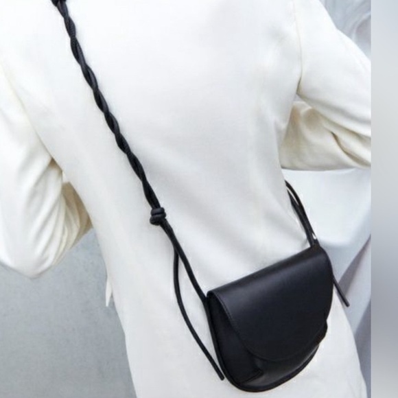 Zara Black Leather Mini Crossbody Bag Adjustable Strap - Picture 2 of 6